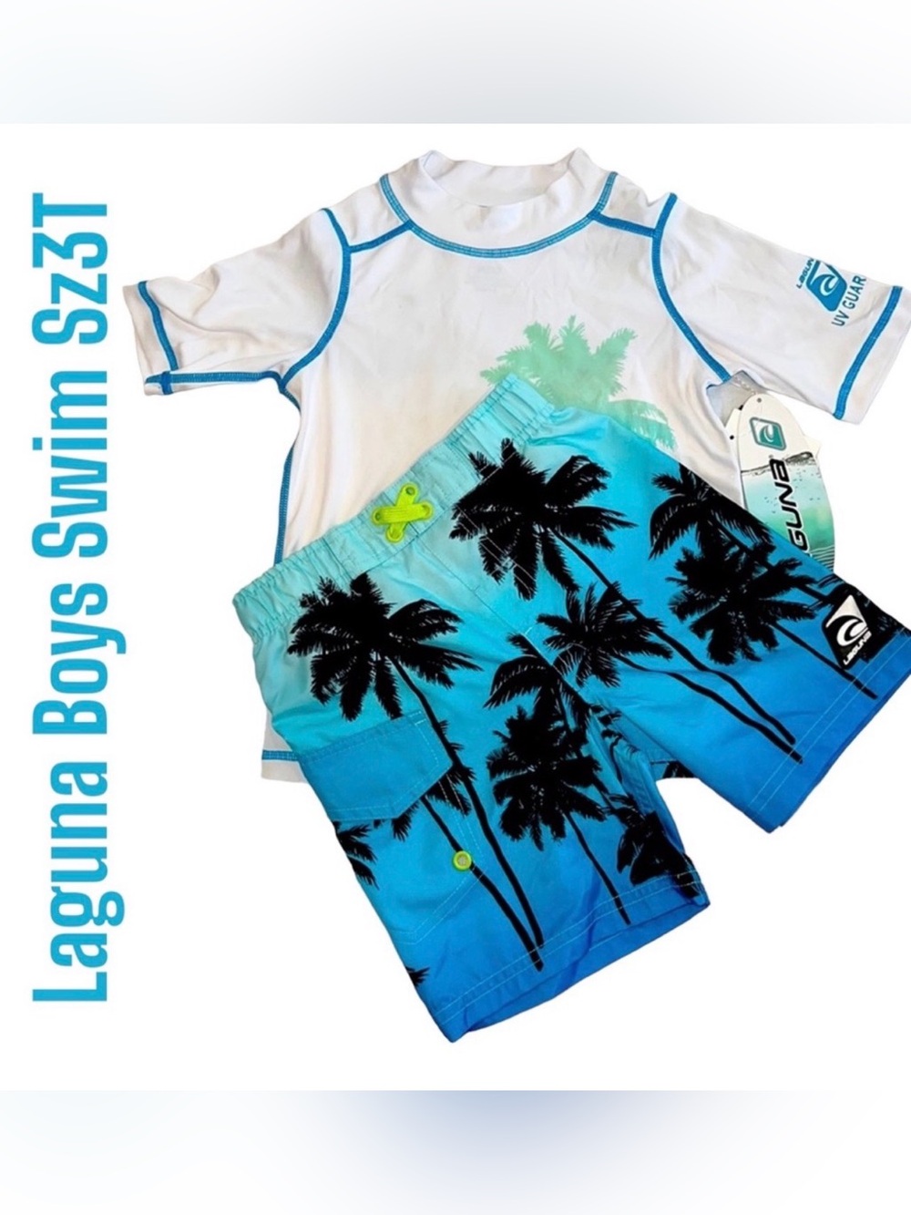 Laguna Boys 2Pc Beach Party /Palms Swim Set Size 3T NWT